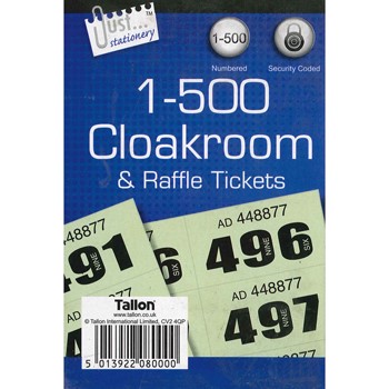 [] Cloakroom & Raffle Tickets 1-500 Tallon