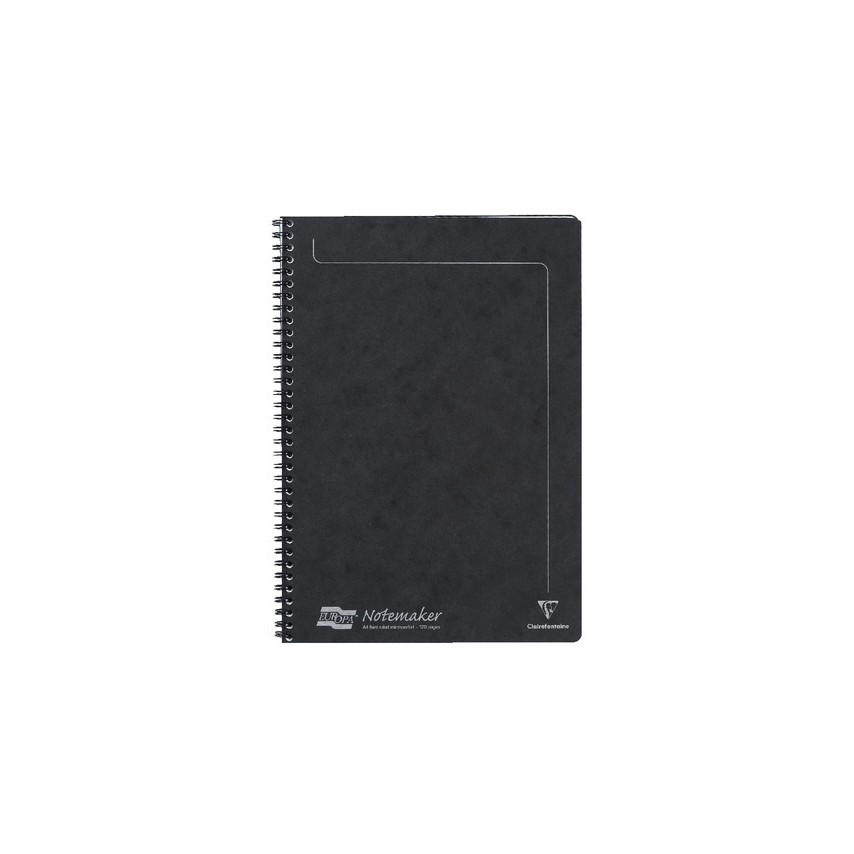 Notebook A4 Top Bound Spiral 120 pg 90gsm Black Europa
