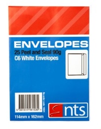 [5391514481535] Envelope C6 White 25Pk NTS