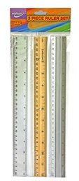 [5391530583213] Rulers 3pk 12' 30cm Plastic,Wooden and Metal RL-3213 Supreme