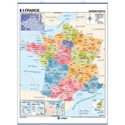 [8436029290894] Map France Physical / Political 140 x 100 cm Edigol