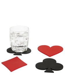 [8430306277387] Coasters - Dealer - X4 - Red/Black - Plastic
