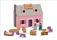 [0000772137010] Fold And Go Wooden Dollhouse Melissa and Doug