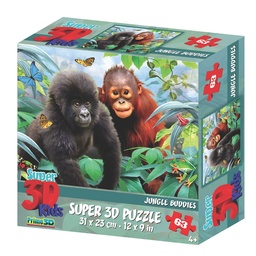 [0670889135645] Puzzle Jungle Buddies 3D 63 pieces (Jigsaw)