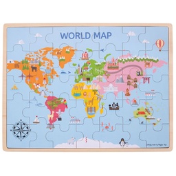 [0691621190982] Puzzle World Map 35pcs Bigjigs (Jigsaw)