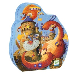 [3070900072565] Vaillant and the Dragon (Silhouette 54pcs Puzzle) Djeco (Jigsaw)