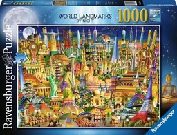 [4005556198436] Puzzle 1000pc - World Landmarks by Night